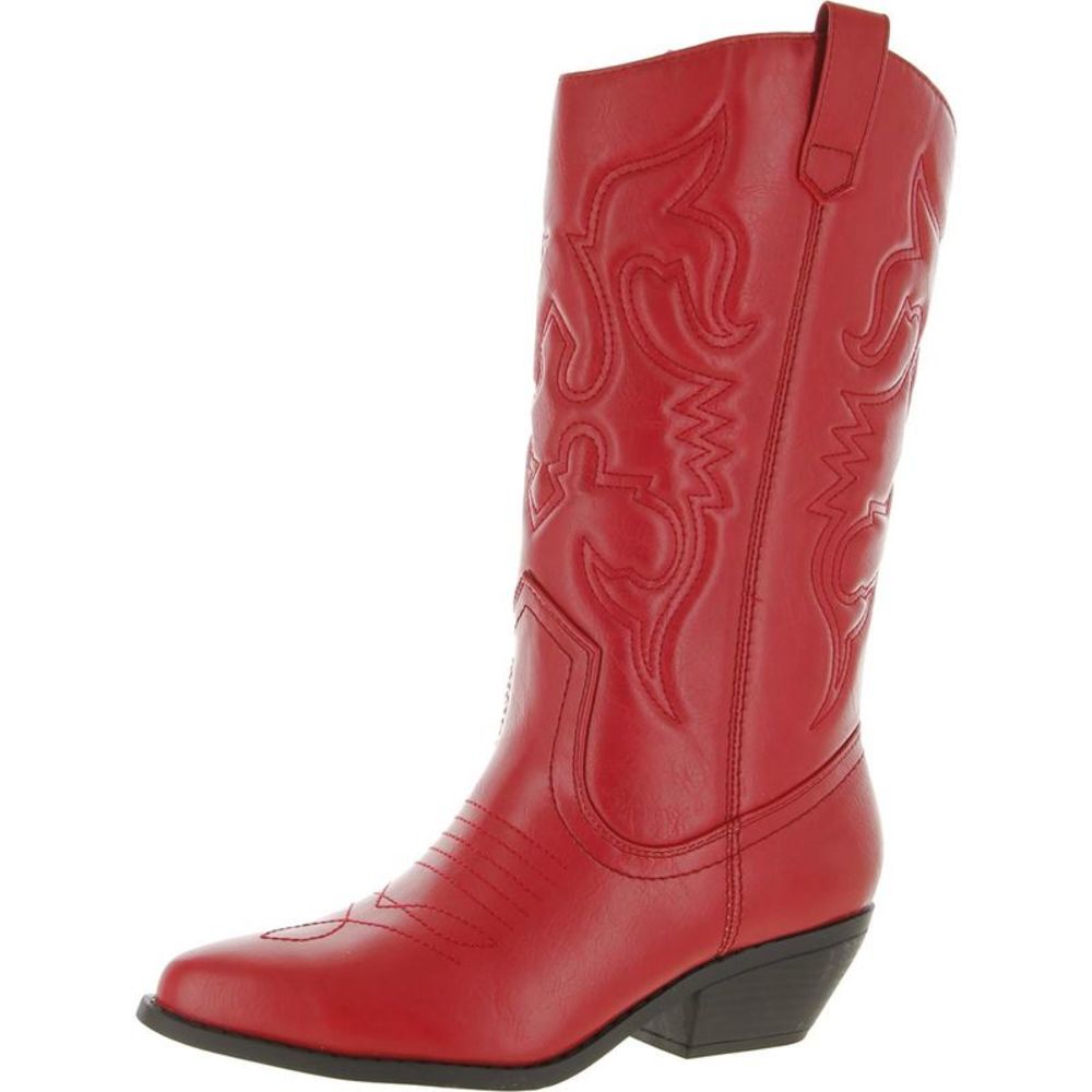 Soda Womens Reno Red Faux Leather Slip On Western Cowboy, Western Boots NWT